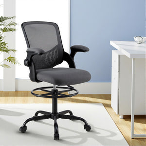 Office Drafting Chair | Adjustable Stool | Computer Desk | Studio Chair | Mesh | Grey
