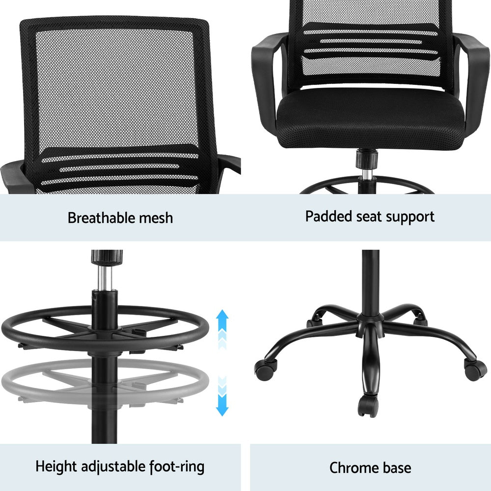 Office Chair | Drafting Stool | Mesh Computer Desk Chair | Studio Office | Black