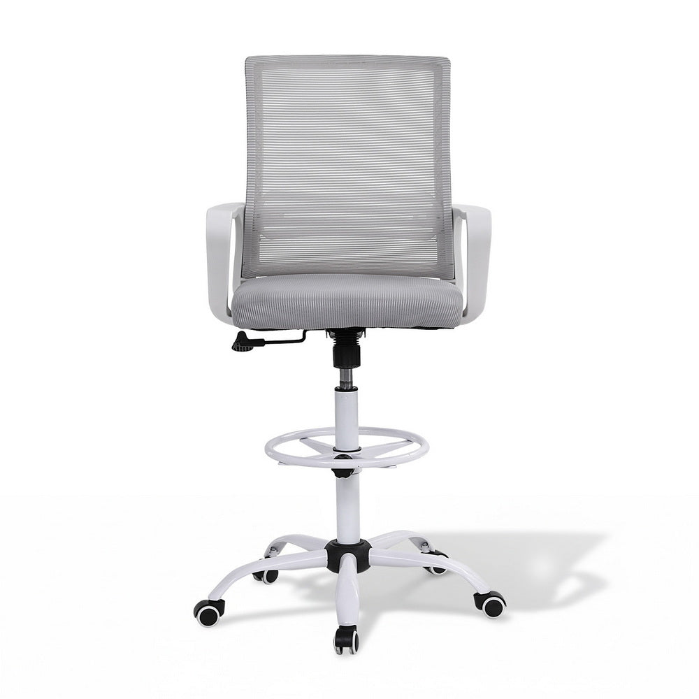 Drafting Office Chair | Mesh Stool | Adjustable Height | White