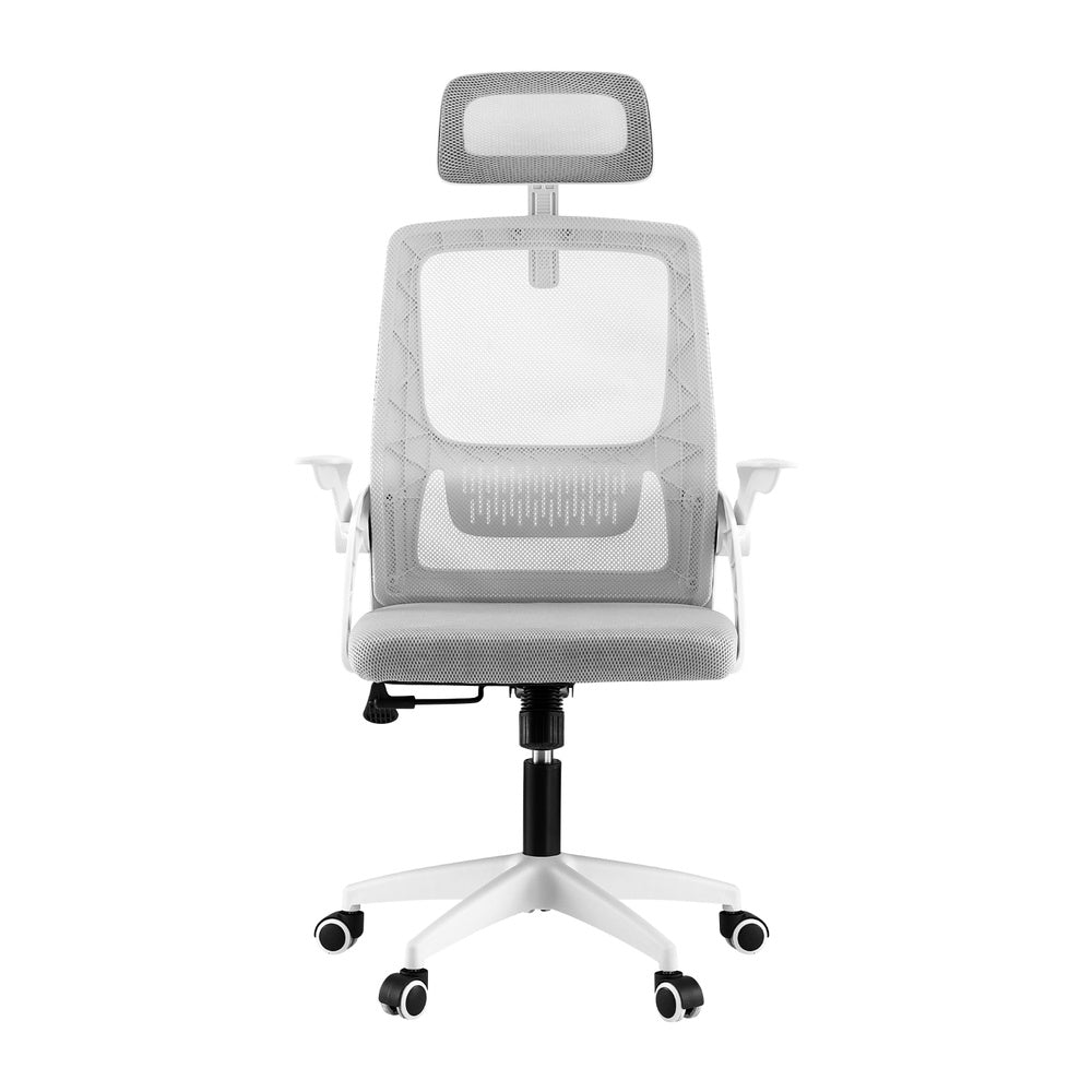 Ergonomic Office Chair | Computer Desk | Adjustable Headrest | Grey Finish