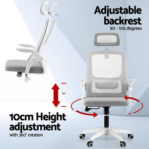 Ergonomic Office Chair | Computer Desk | Adjustable Headrest | Grey Finish