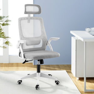 Ergonomic Office Chair | Computer Desk | Adjustable Headrest | Grey Finish