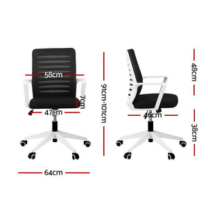 Mesh Office Chair | Mid Back | Lumbar Support | Swivel Height Adjust | Black & White