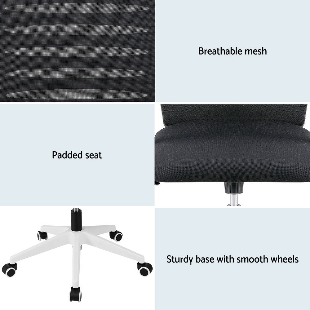 Mesh Office Chair | Mid Back | Lumbar Support | Swivel Height Adjust | Black & White