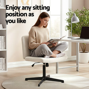 Criss Cross Chair | No Wheels | Fabric | Wide Seat | Swivel Height Adjustable | Beige