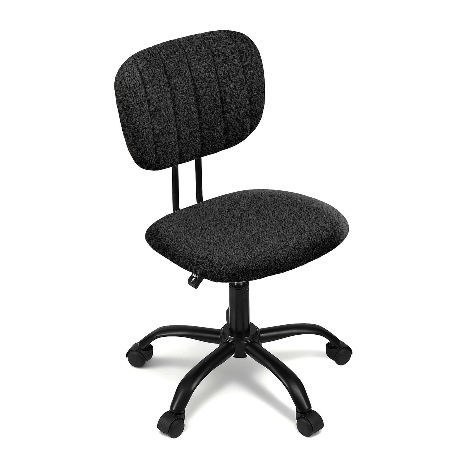 Armless Task Chair | Fabric Seat & Back | 360° Swivel | Height Adjustable | Black