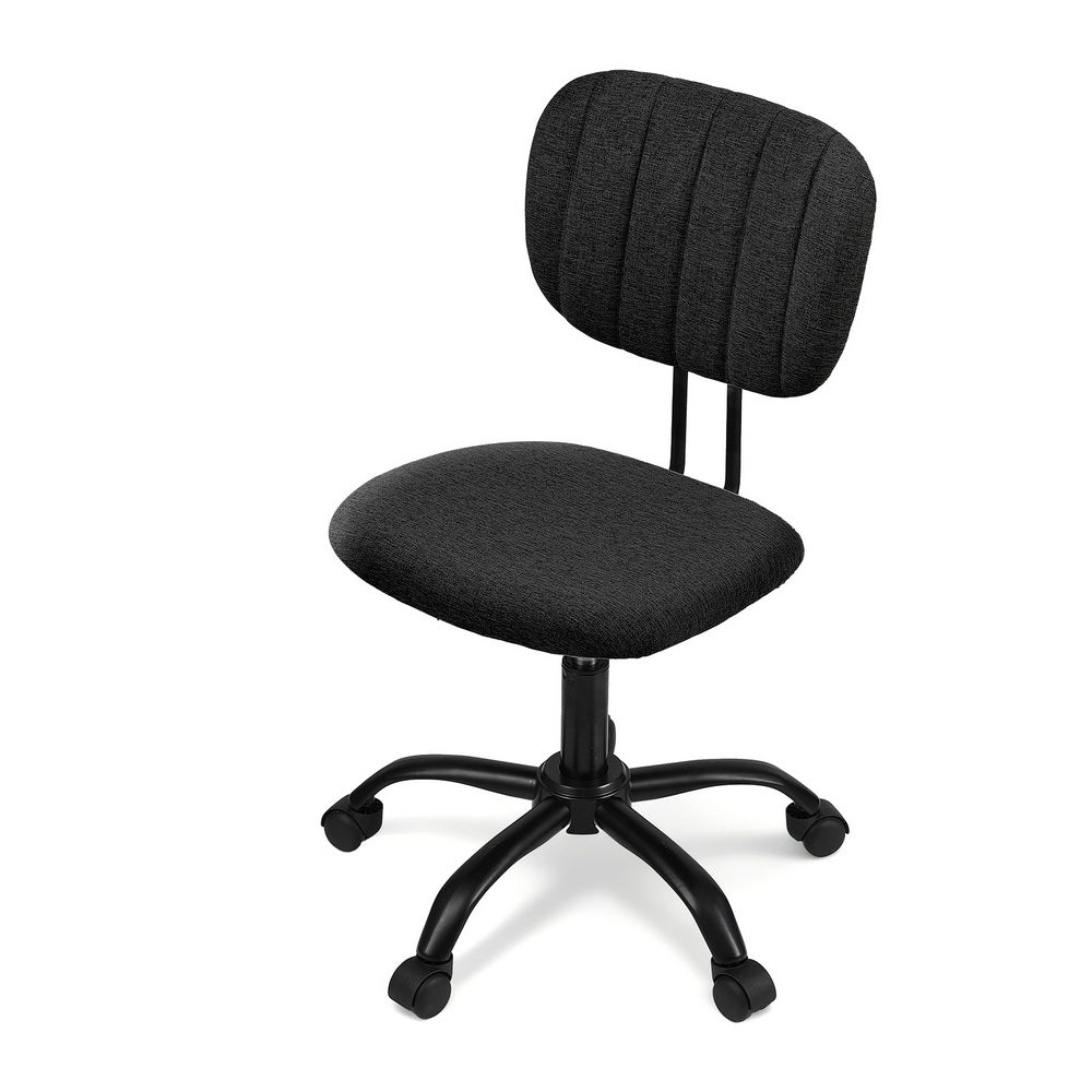 Armless Task Chair | Fabric Seat & Back | 360° Swivel | Height Adjustable | Black