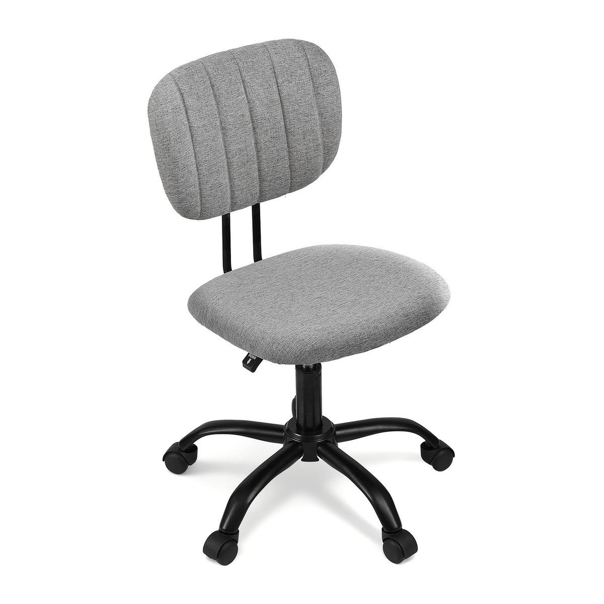 Armless Desk Chair | Fabric Seat & Back | Wheels | Height Adjustable | Grey