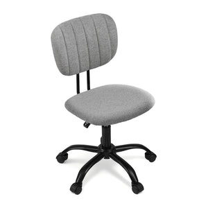 Armless Desk Chair | Fabric Seat & Back | Wheels | Height Adjustable | Grey