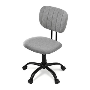 Armless Desk Chair | Fabric Seat & Back | Wheels | Height Adjustable | Grey