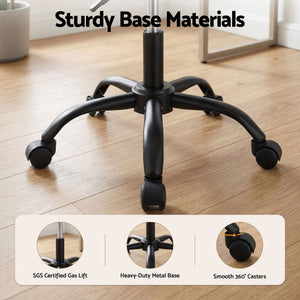 Artiss Armless Office Chair with Wheels, Ergonomic PU Leather Office Desk Chair, Height Adjustable 360° Swivel Computer Task Chair for Home Office, Study Room & Small Space, Black