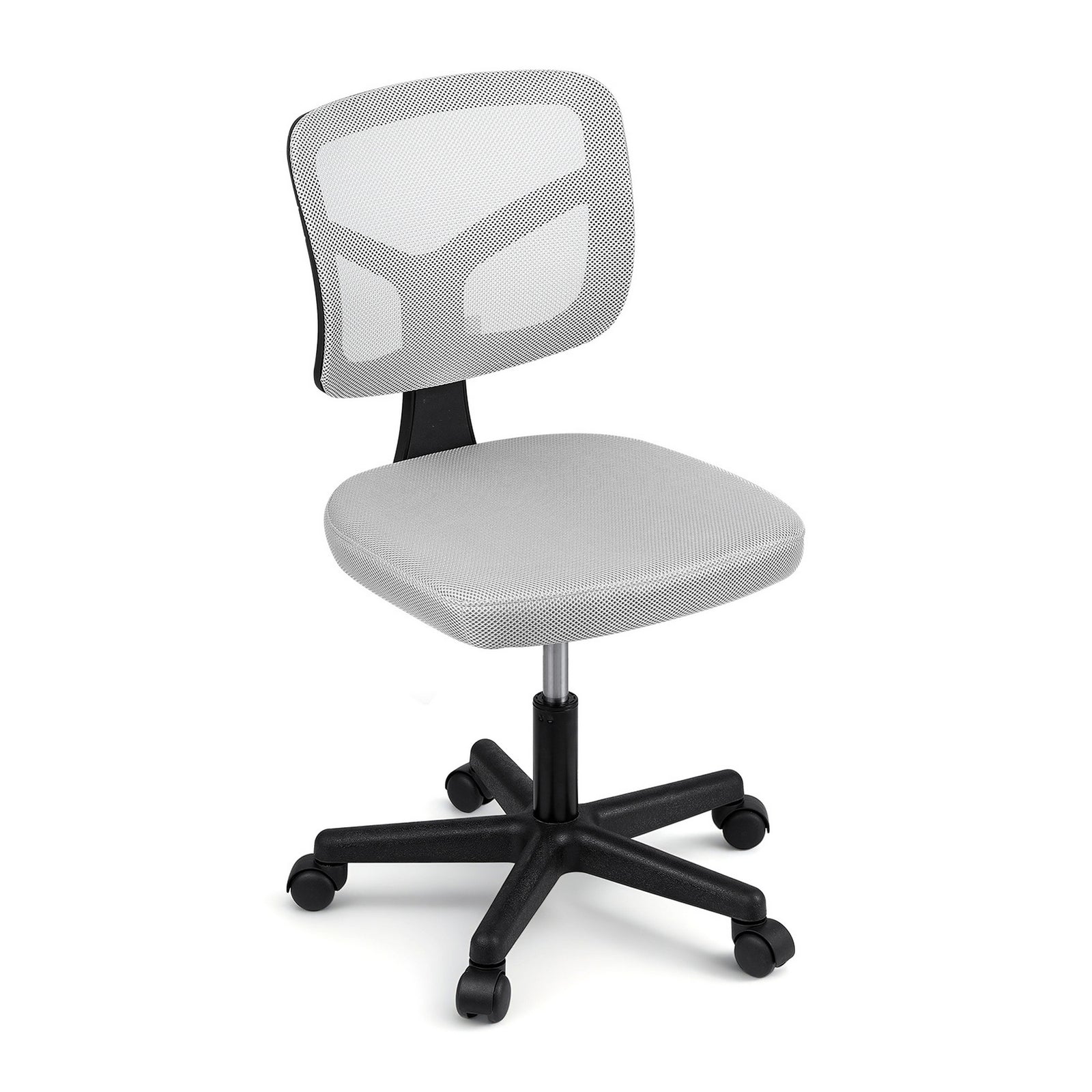 Armless Office Chair | Wheels | Ergonomic Swivel | Height Adjustable | Grey