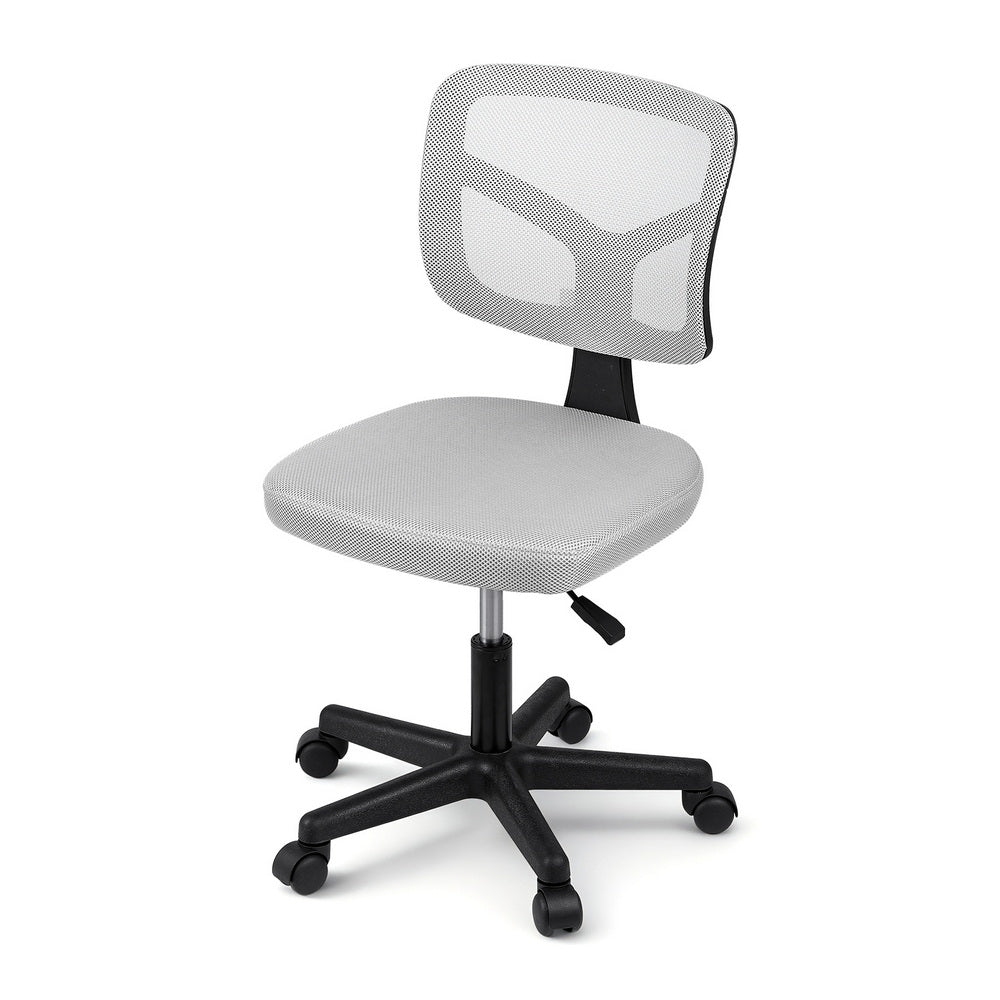 Armless Office Chair | Wheels | Ergonomic Swivel | Height Adjustable | Grey