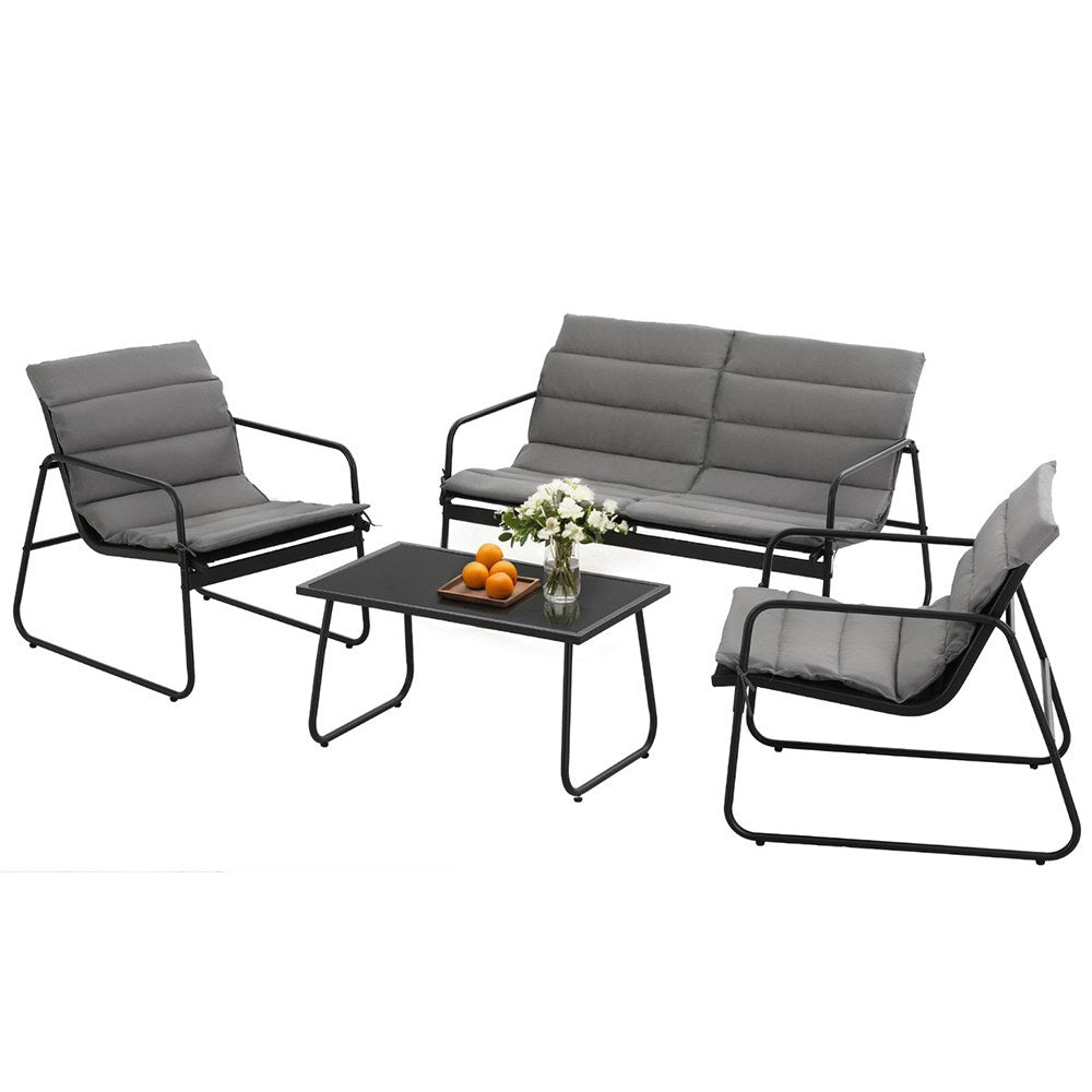 Gardeon Outdoor Sofa Set | 4PCS | Table & Chairs with Cushions | Patio Furniture