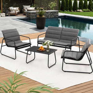 Gardeon Outdoor Sofa Set | 4PCS | Table & Chairs with Cushions | Patio Furniture