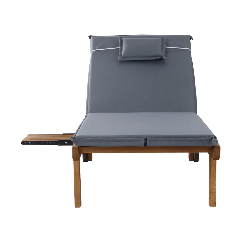 Sun Lounge | Wooden Lounger | Outdoor Furniture | Day Bed Wheels | Patio Grey