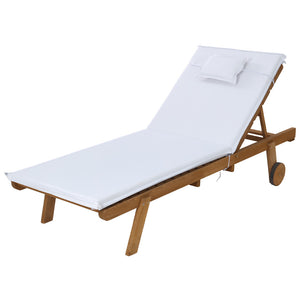 Sun Lounge | Wooden Lounger | Outdoor Furniture | Day Bed Wheels | Patio White