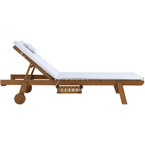 Sun Lounge | Wooden Lounger | Outdoor Furniture | Day Bed Wheels | Patio White