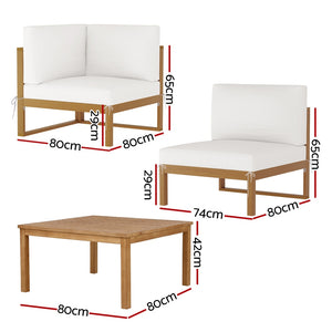 Outdoor Sofa Set 4-Seater | Wooden Lounge Setting | 5 Piece Garden Furniture