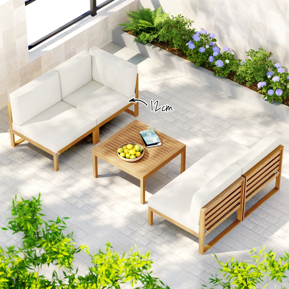 Outdoor Sofa Set 4-Seater | Wooden Lounge Setting | 5 Piece Garden Furniture