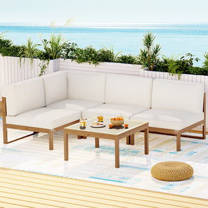 Outdoor Sofa Set 4-Seater | Wooden Lounge Setting | 5 Piece Garden Furniture