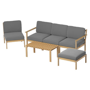 Outdoor Sofa Set 5-Seater | Wooden Lounge Setting | 6 Piece Garden Furniture