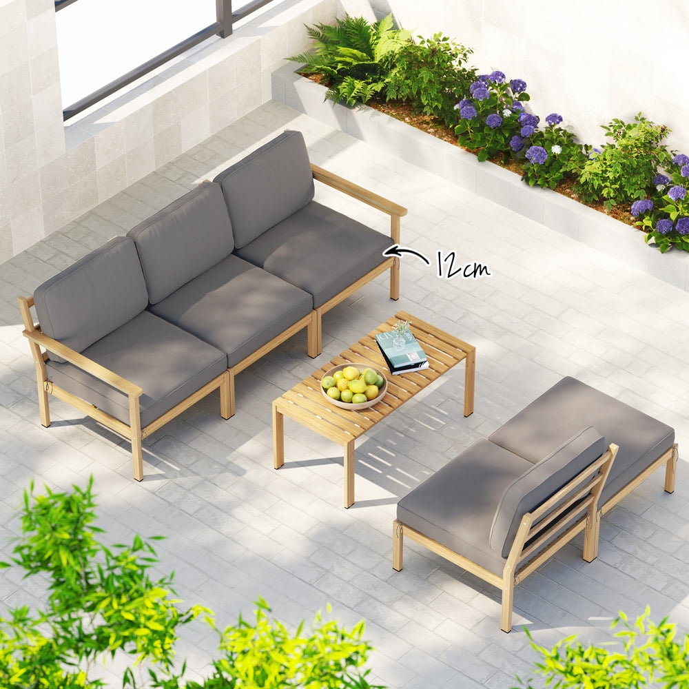 Outdoor Sofa Set 5-Seater | Wooden Lounge Setting | 6 Piece Garden Furniture