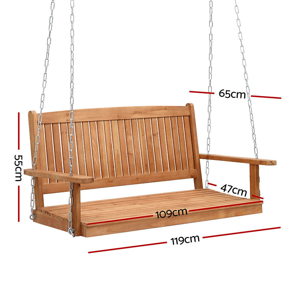 Porch Swing Chair | Wooden Bench | 2 Seater | Outdoor Furniture | With Chain