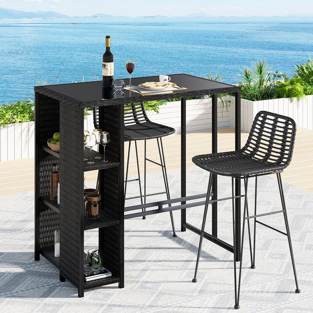 Outdoor Bar Set | Patio Furniture | Dining Chairs & Table | Wicker