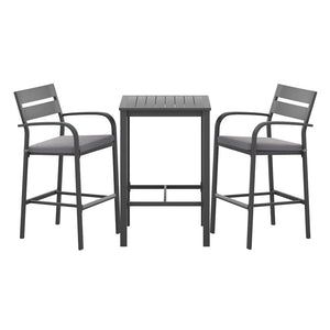 Gardeon Outdoor Bar Set | 3PCS | Bistro Table + Stools | Aluminium | Black