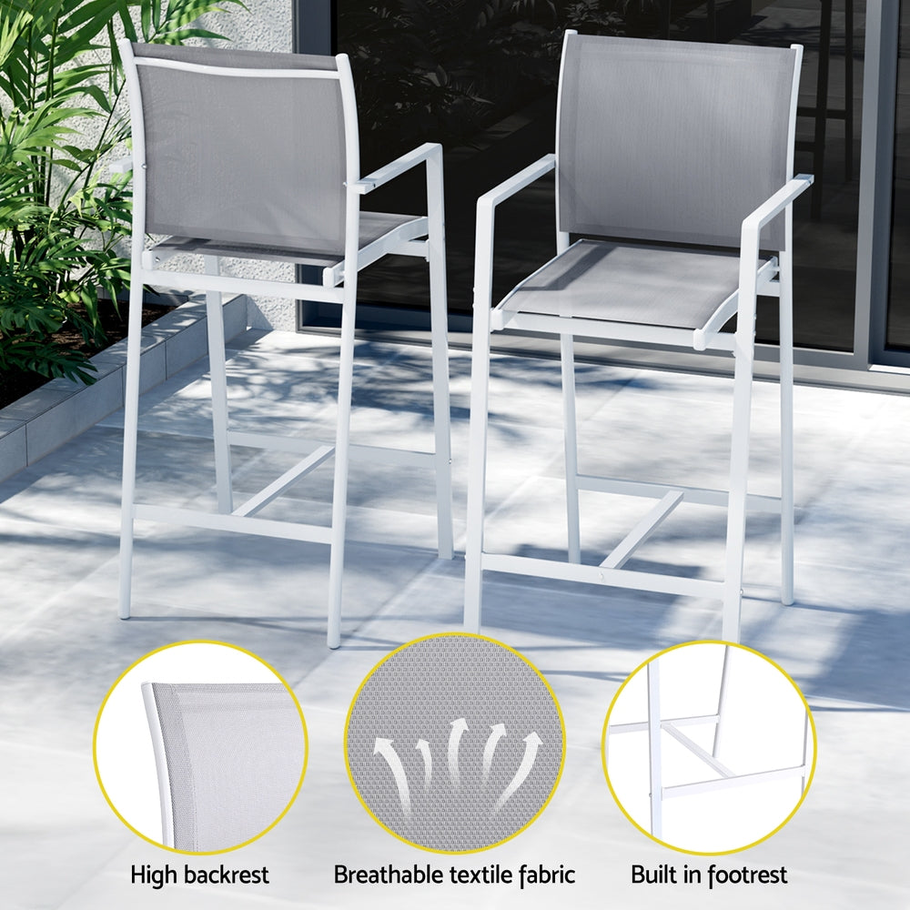 Outdoor Bar Set 7pc | Steel Table + Stools/Chairs | White