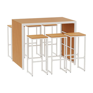 7-Piece Outdoor Bar Set | Table Chairs | Patio Bistro Set | 6 Seater