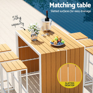 7-Piece Outdoor Bar Set | Table Chairs | Patio Bistro Set | 6 Seater