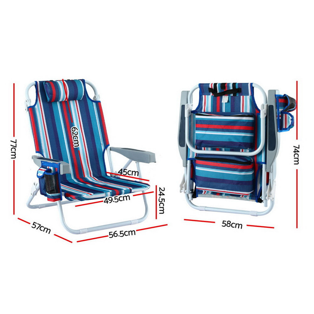 Beach Fishing Chair | Backpack with Cooler Storage | Lightweight Blue Design