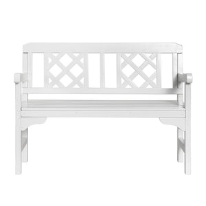 Outdoor Garden Bench | Wooden Chair | 2 Seat | Patio Furniture | Lounge | White