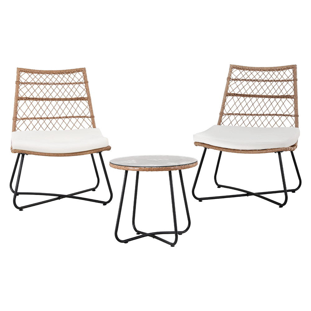 Outdoor Bistro Set | 3PC Wicker Patio Furniture | Brown