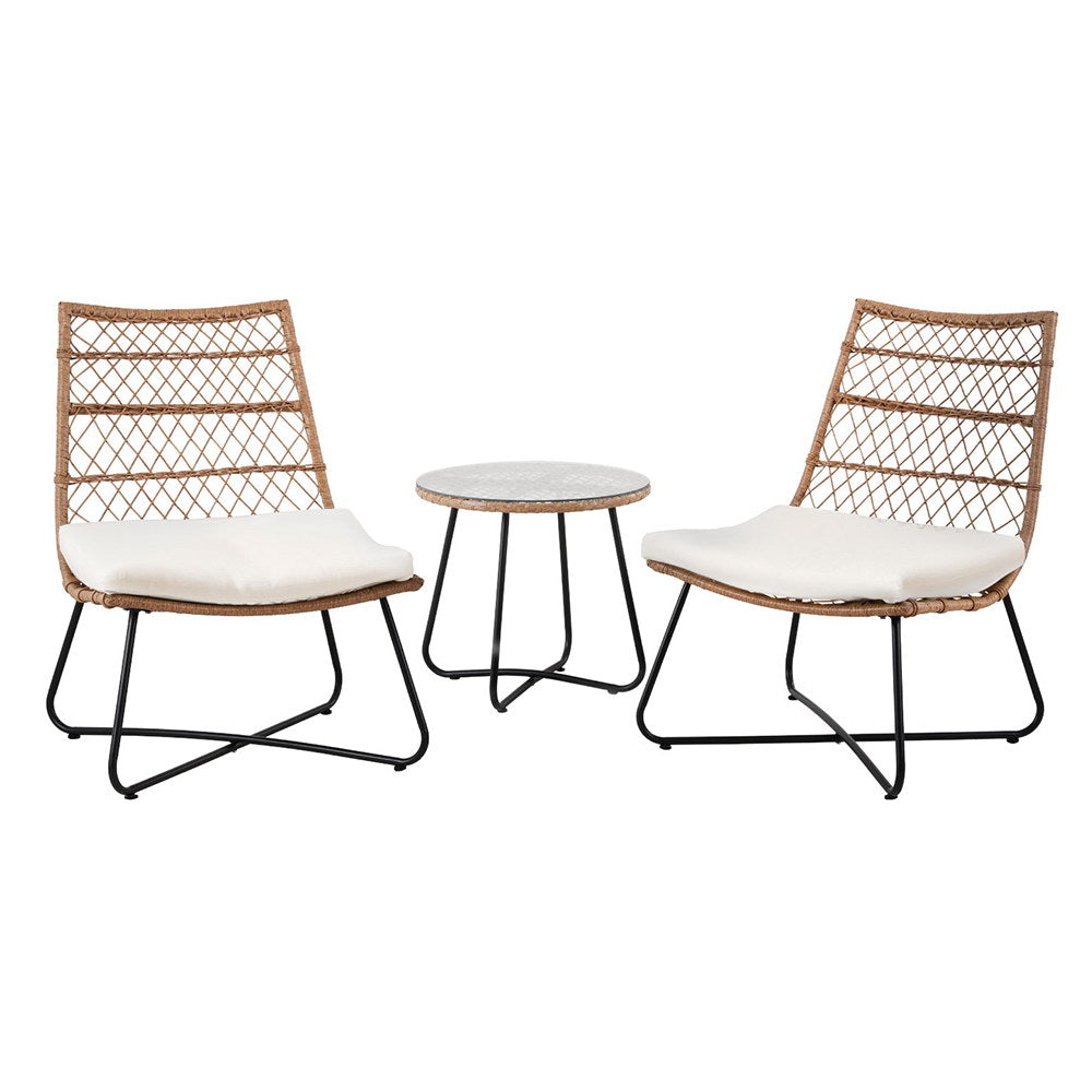 Outdoor Bistro Set | 3PC Wicker Patio Furniture | Brown