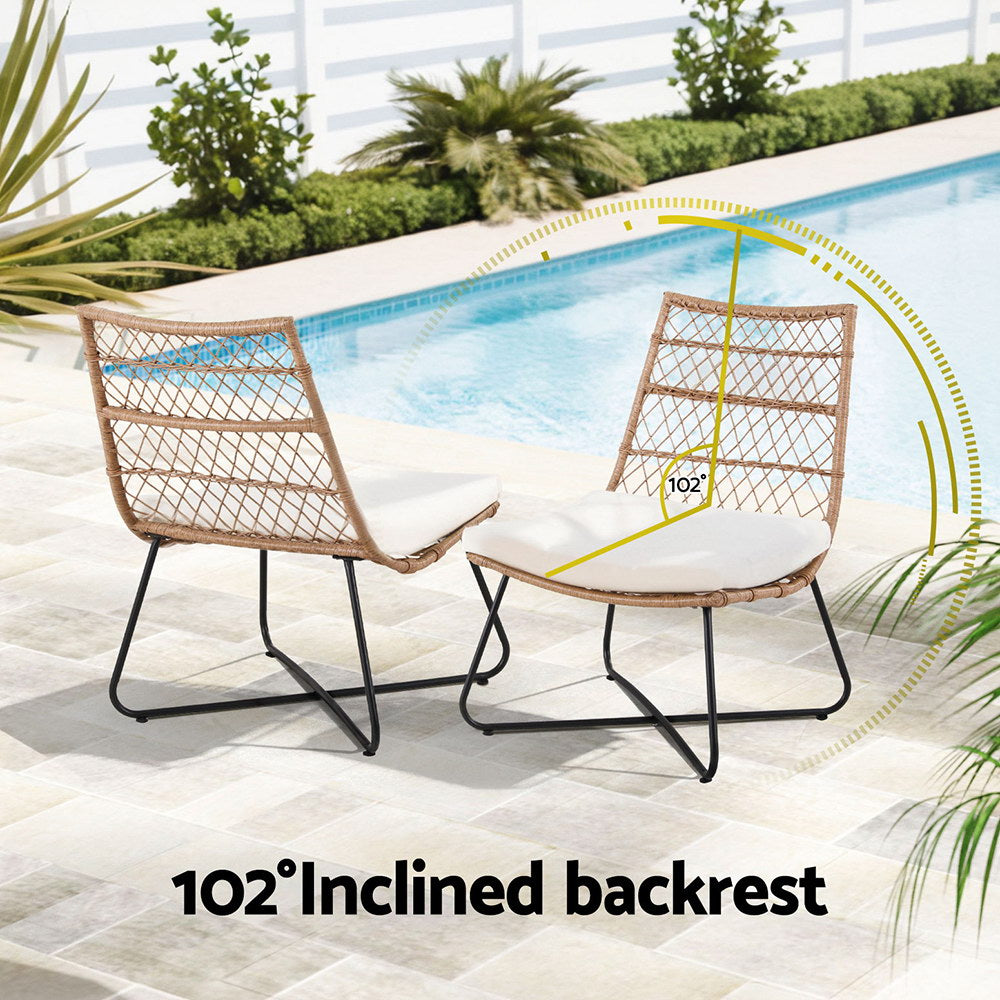 Outdoor Bistro Set | 3PC Wicker Patio Furniture | Brown