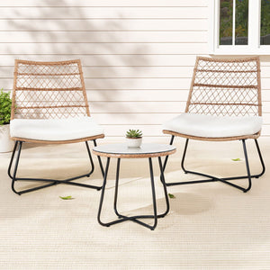 Outdoor Bistro Set | 3PC Wicker Patio Furniture | Brown