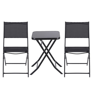 Folding Outdoor Bistro Set | Table + Chairs | Steel | Black