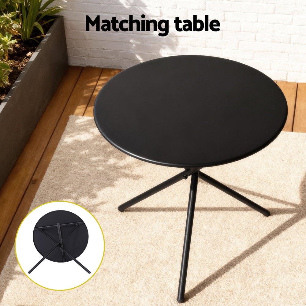 Outdoor Dining Set 3pc | Table + 2 Chairs | Steel Frame | Textilene Seats