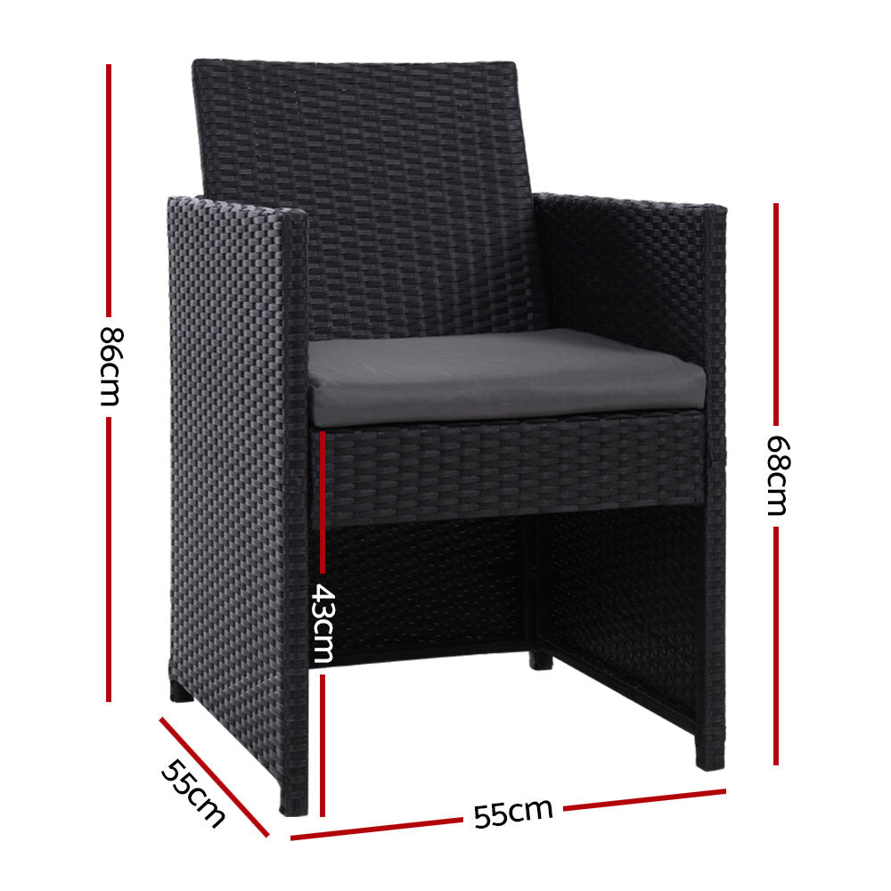 2PC Outdoor Dining Chairs | Patio Furniture | Wicker Garden Cushion | Hugo