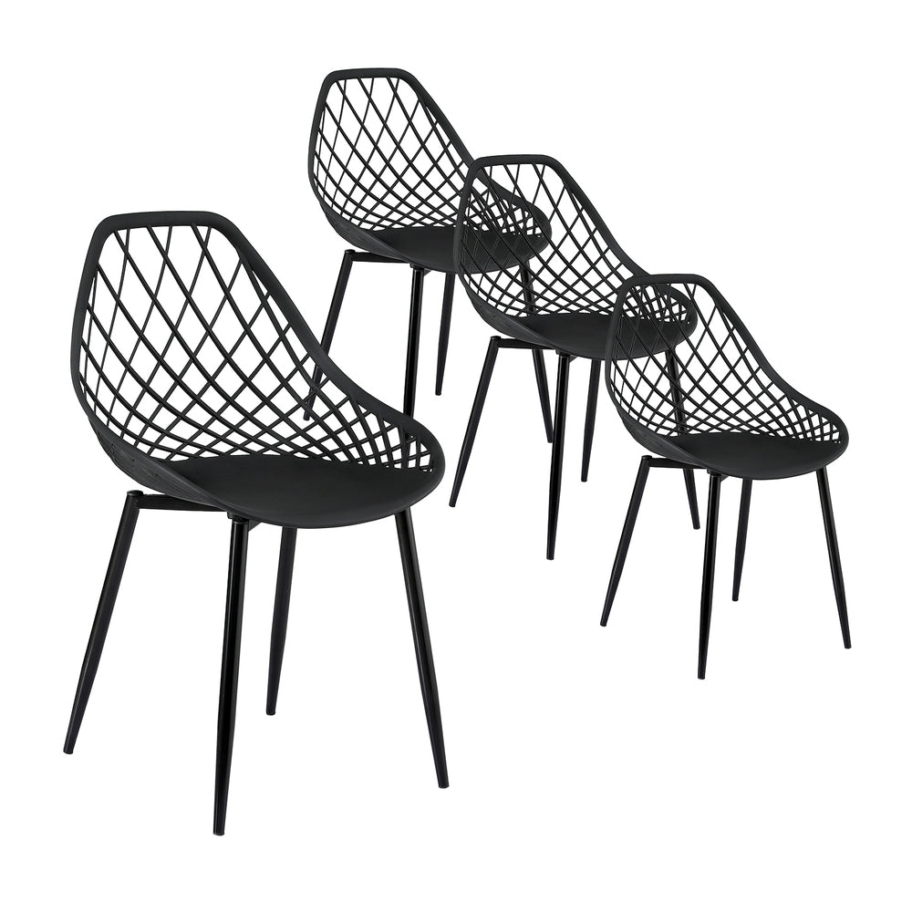 Outdoor Dining Chairs 4pc | PP Lounge Chairs | Black Patio Furniture