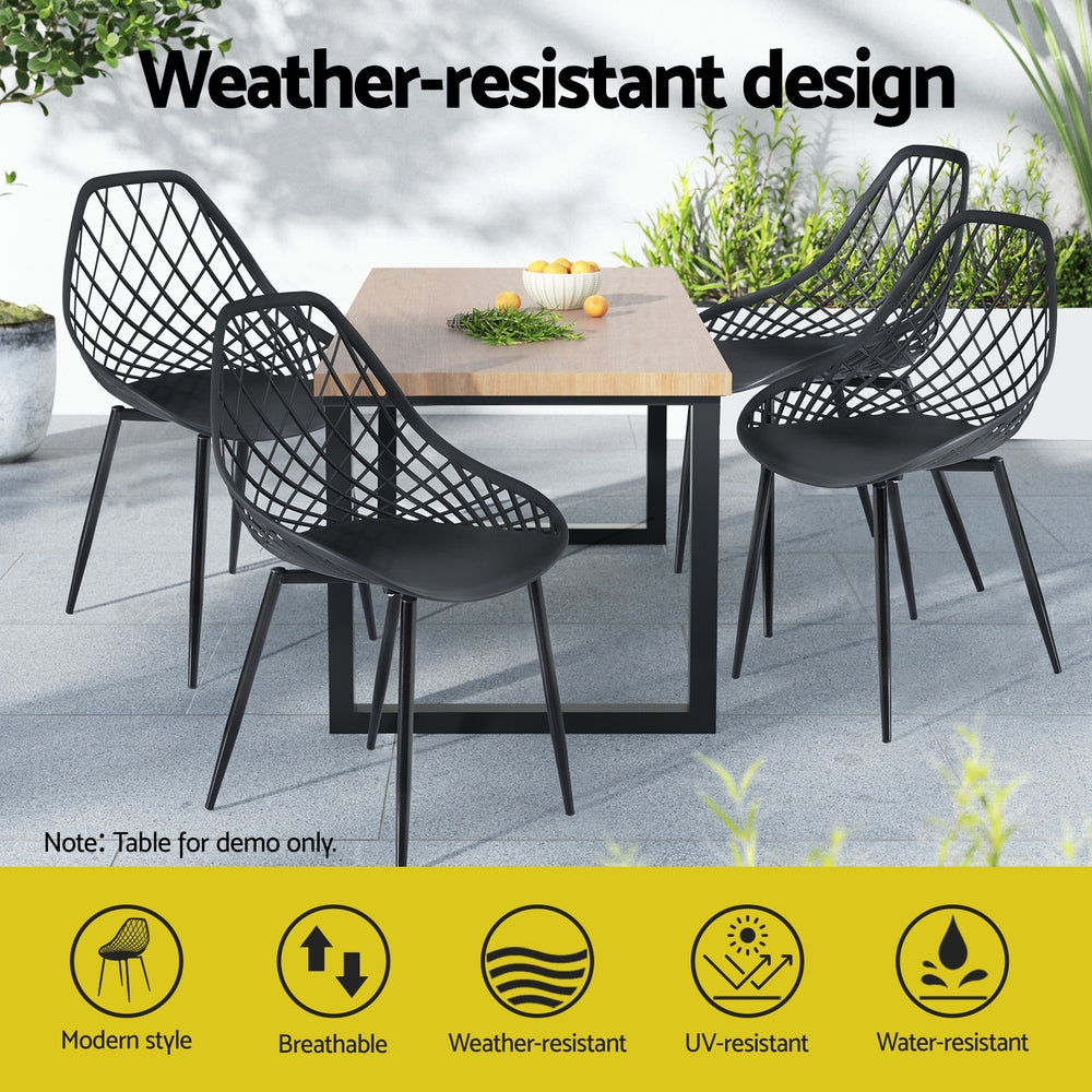Outdoor Dining Chairs 4pc | PP Lounge Chairs | Black Patio Furniture