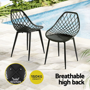 Outdoor Dining Chairs 4pc | PP Lounge Chairs | Black Patio Furniture
