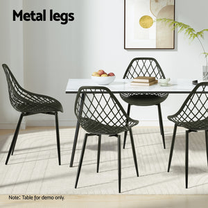 Outdoor Dining Chairs 4pc | PP Lounge Chairs | Black Patio Furniture