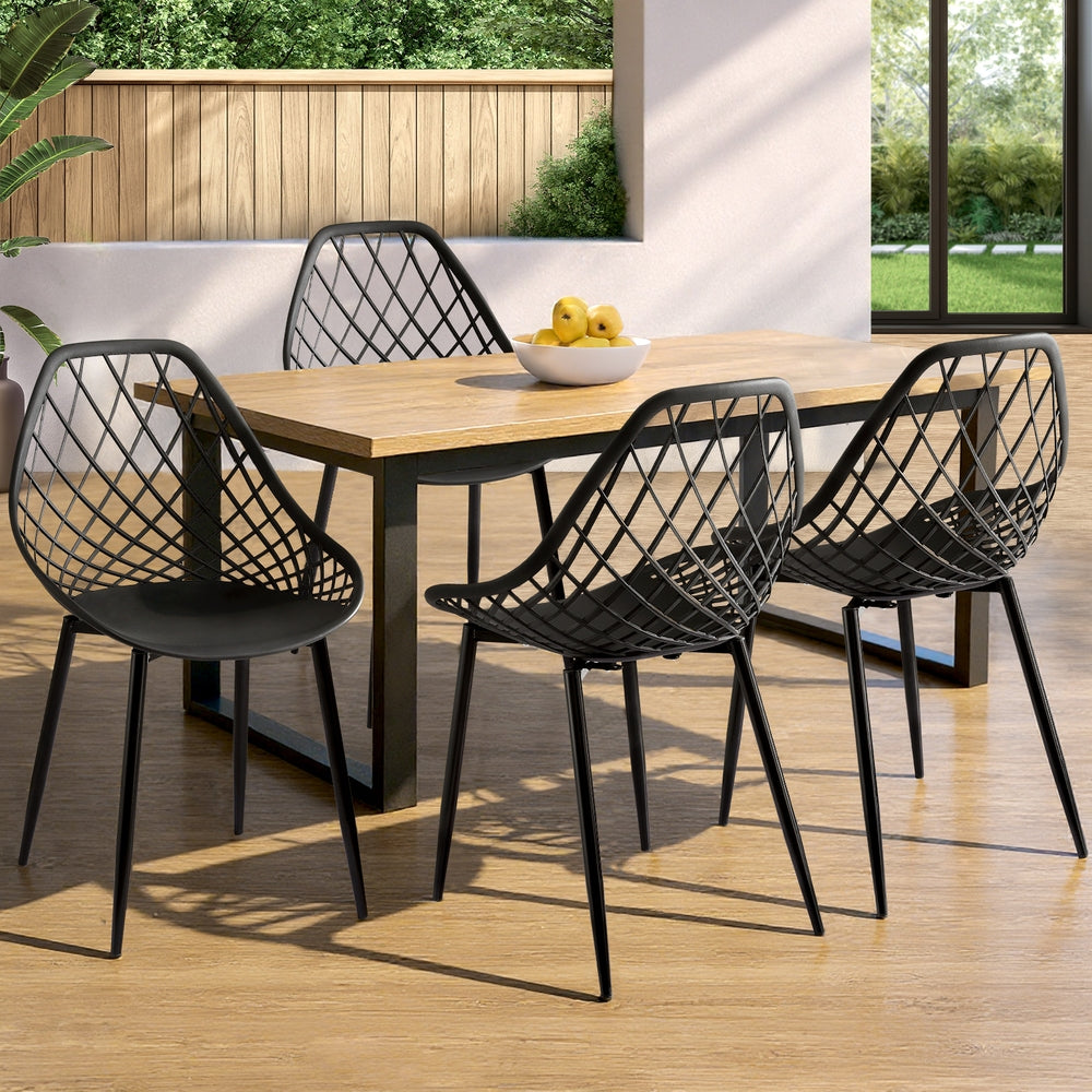 Outdoor Dining Chairs 4pc | PP Lounge Chairs | Black Patio Furniture