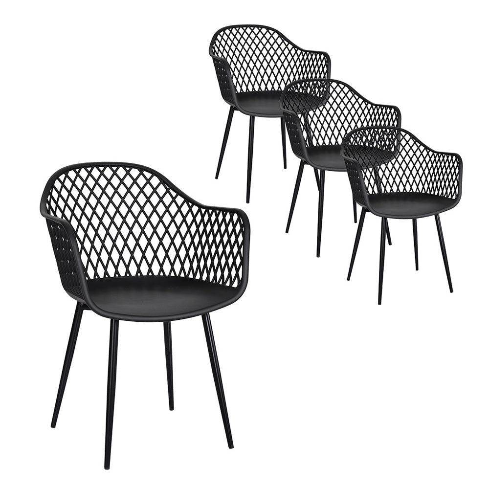 4PC Outdoor Dining Chairs | PP Lounge Chair | Patio Furniture | Garden | Black