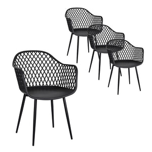 4PC Outdoor Dining Chairs | PP Lounge Chair | Patio Furniture | Garden | Black