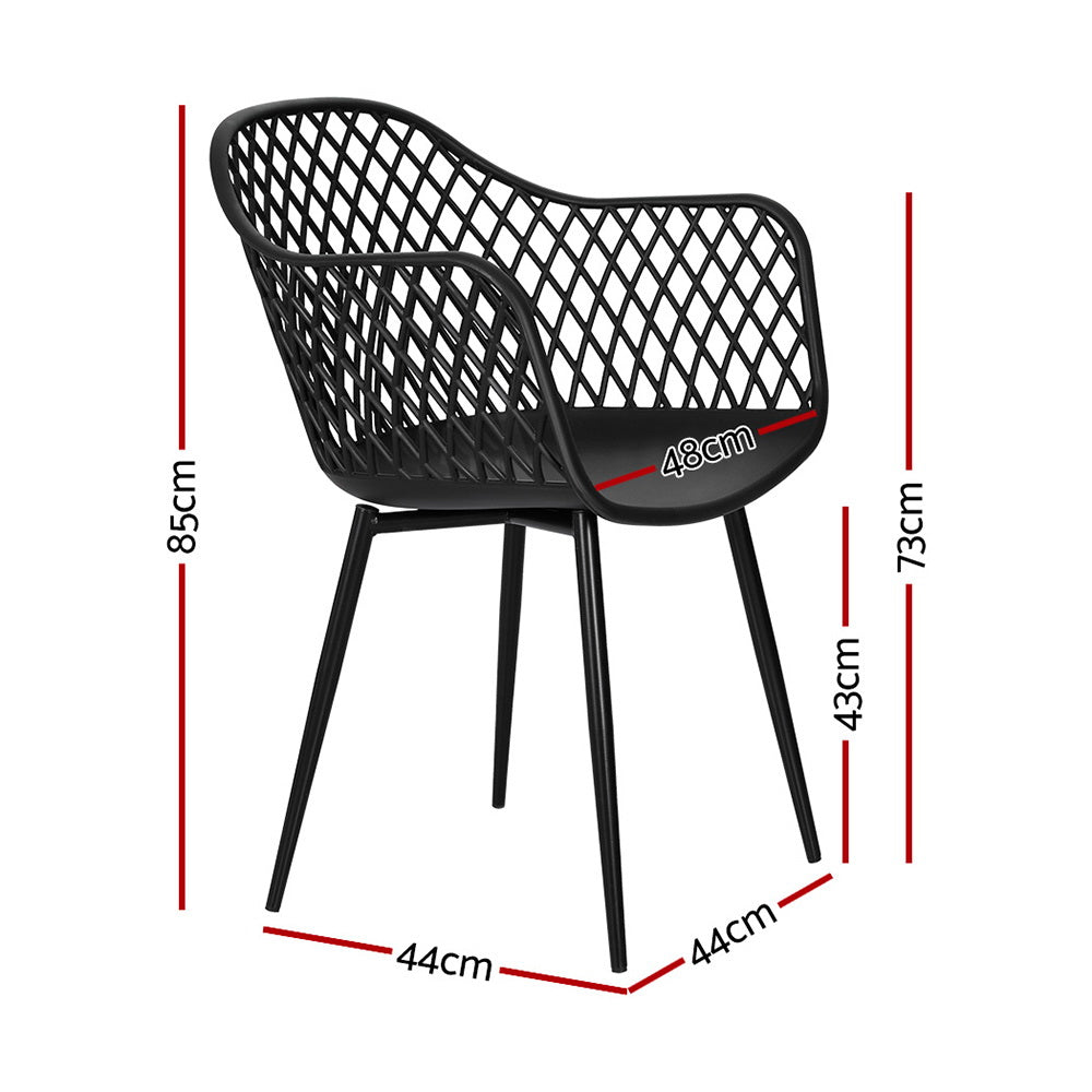 4PC Outdoor Dining Chairs | PP Lounge Chair | Patio Furniture | Garden | Black